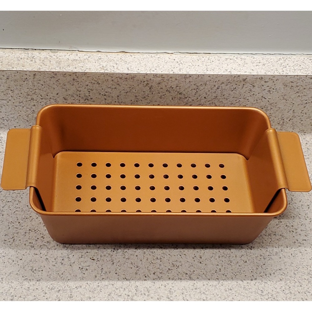 New Loaf Meatloaf Pan Removeable Drain Pan Non-Stick‎ Copper Coating 9 7/8x5 1/2
